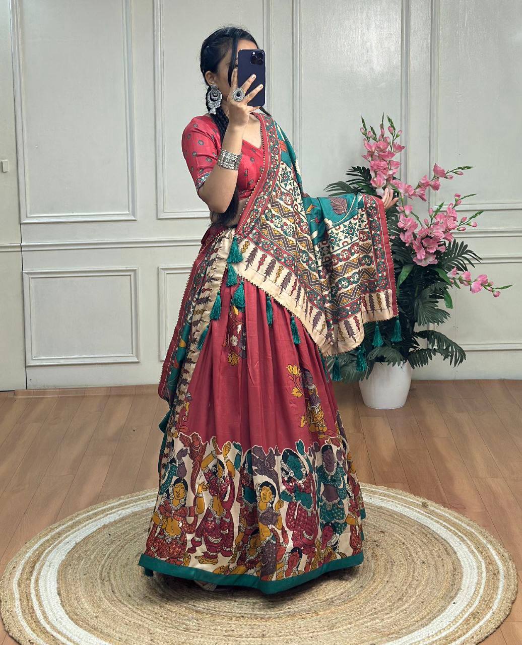 Bandhej And Ajarakh Print Lehenga