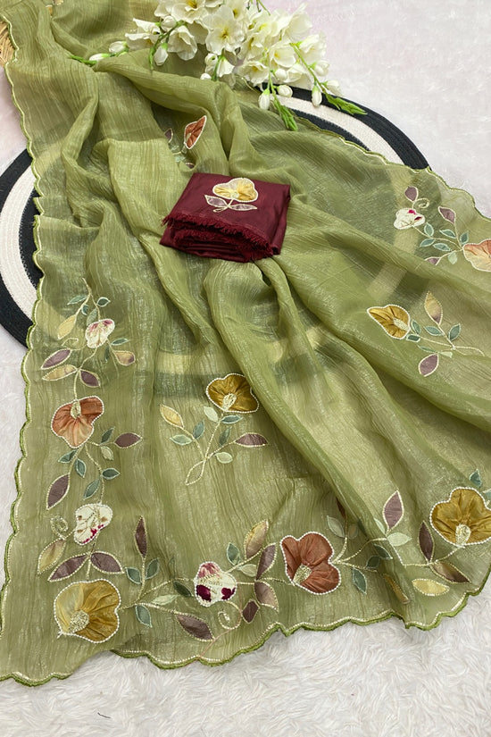 Star georgette with beautiful hand work saree