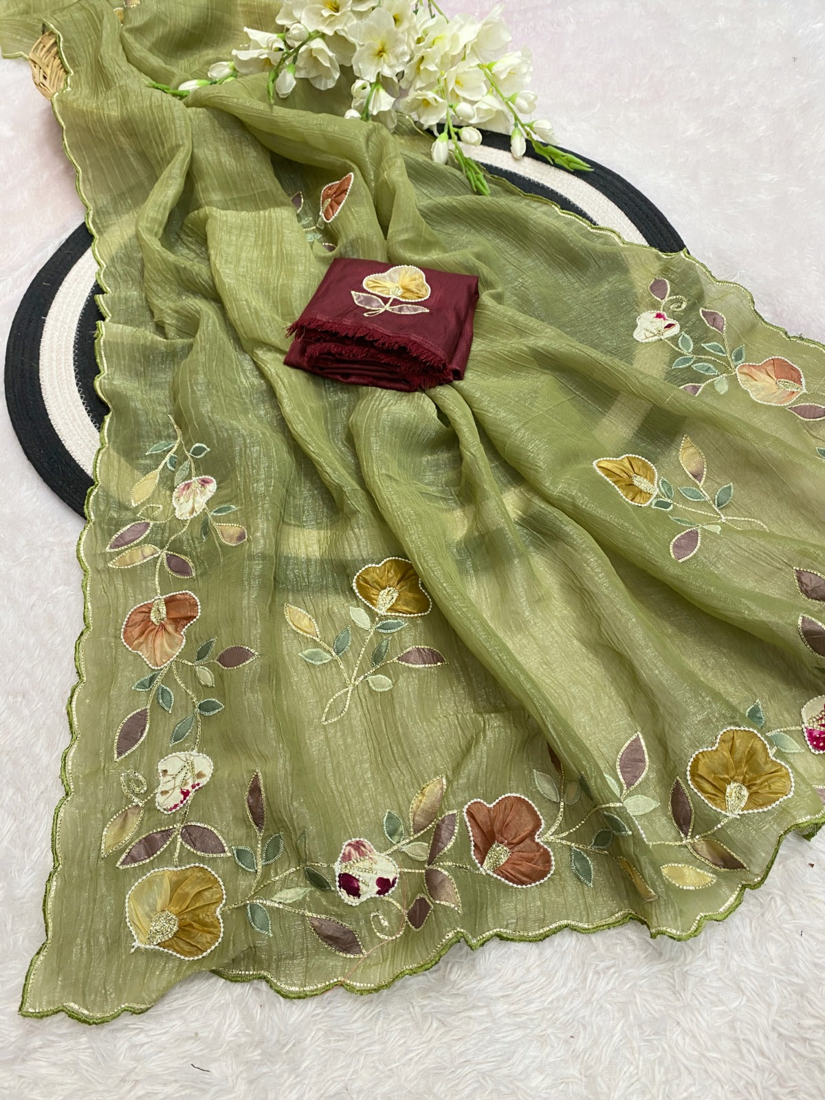 Star georgette with beautiful hand work saree