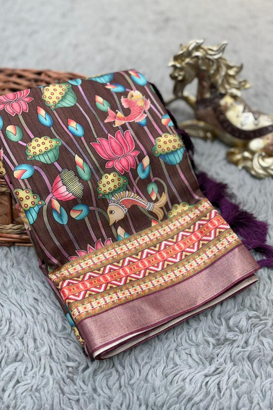 SOFT TUSSAR SILK PRINTED SAREE KALAMKARI COLLECTIONS