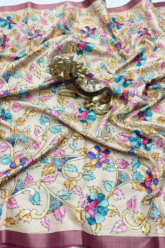SOFT TUSSAR SILK PRINTED SAREE KALAMKARI COLLECTIONS