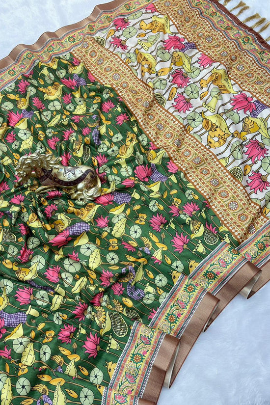 SOFT TUSSAR SILK PRINTED SAREE KALAMKARI COLLECTIONS