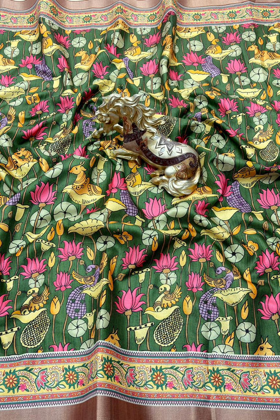 SOFT TUSSAR SILK PRINTED SAREE KALAMKARI COLLECTIONS