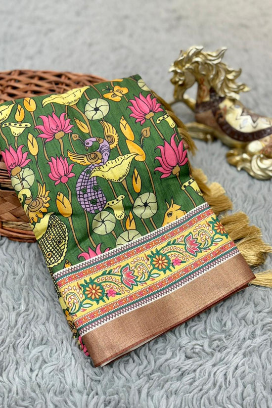 SOFT TUSSAR SILK PRINTED SAREE KALAMKARI COLLECTIONS