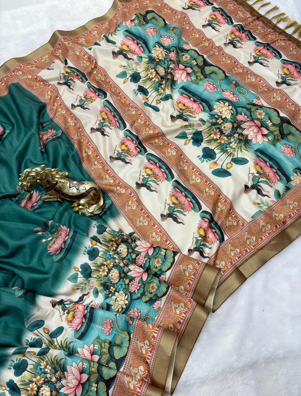 SOFT TUSSAR SILK PRINTED SAREE KALAMKARI COLLECTIONS