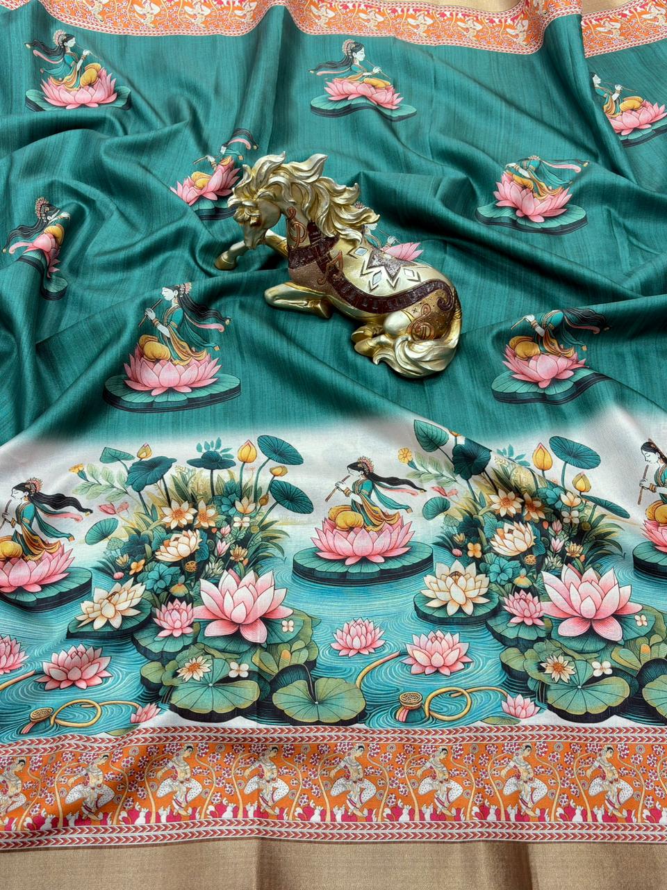 SOFT TUSSAR SILK PRINTED SAREE KALAMKARI COLLECTIONS