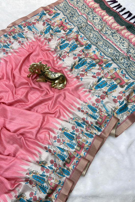 SOFT TUSSAR SILK PRINTED SAREE KALAMKARI COLLECTIONS