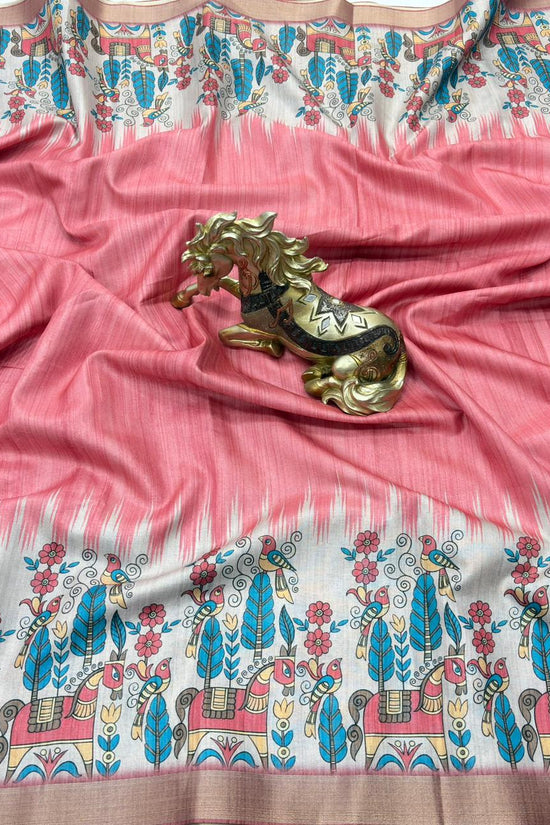 SOFT TUSSAR SILK PRINTED SAREE KALAMKARI COLLECTIONS