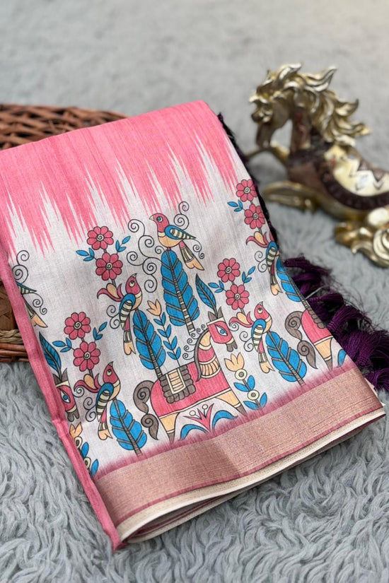 SOFT TUSSAR SILK PRINTED SAREE KALAMKARI COLLECTIONS