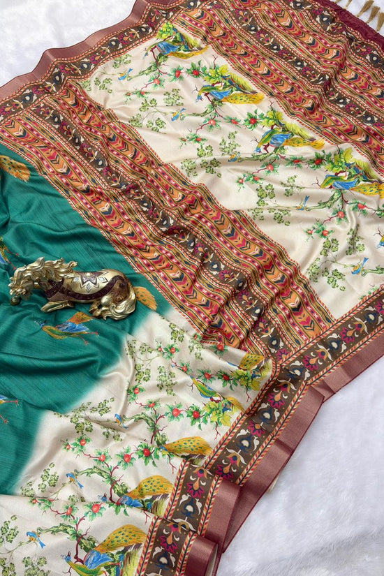 SOFT TUSSAR SILK PRINTED SAREE KALAMKARI COLLECTIONS