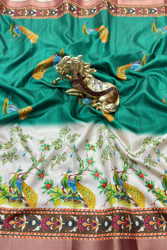 SOFT TUSSAR SILK PRINTED SAREE KALAMKARI COLLECTIONS