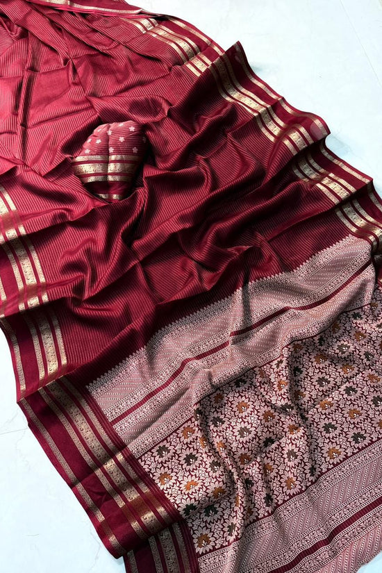 Elegant  Silk Saree with Golden Zari Border  Self Design and Premium Creap Silk