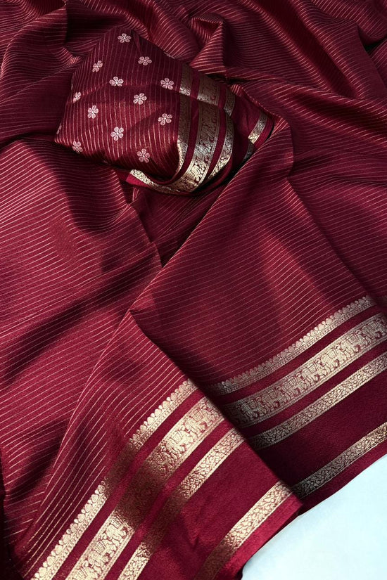 Elegant  Silk Saree with Golden Zari Border  Self Design and Premium Creap Silk