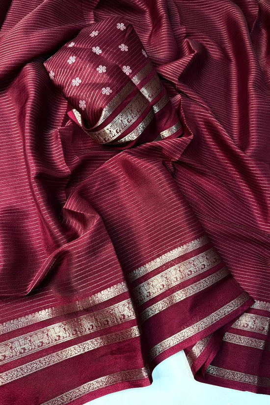 Elegant  Silk Saree with Golden Zari Border  Self Design and Premium Creap Silk