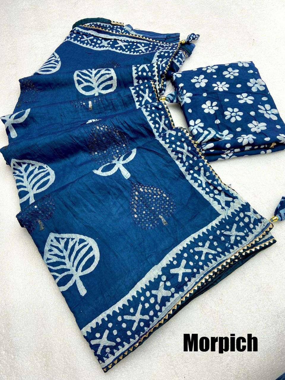 Batik print seqance star Party Wear Saree