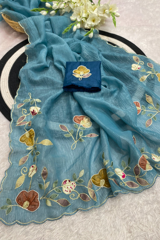 Star georgette with beautiful hand work saree