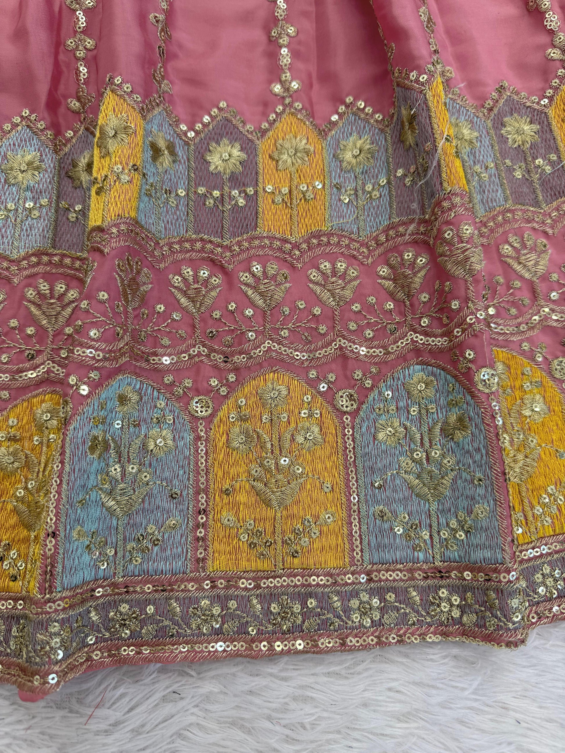 Blush Pink Anarkali Gown with Sky Blue Dupatta