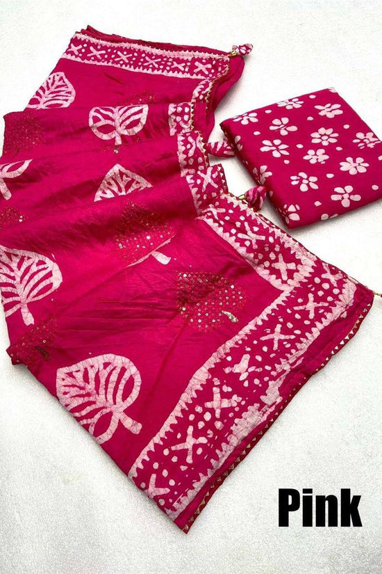 Batik print seqance star Party Wear Saree