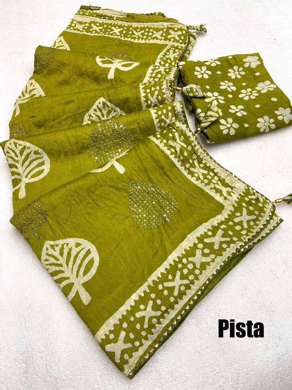 Batik print seqance star Party Wear Saree