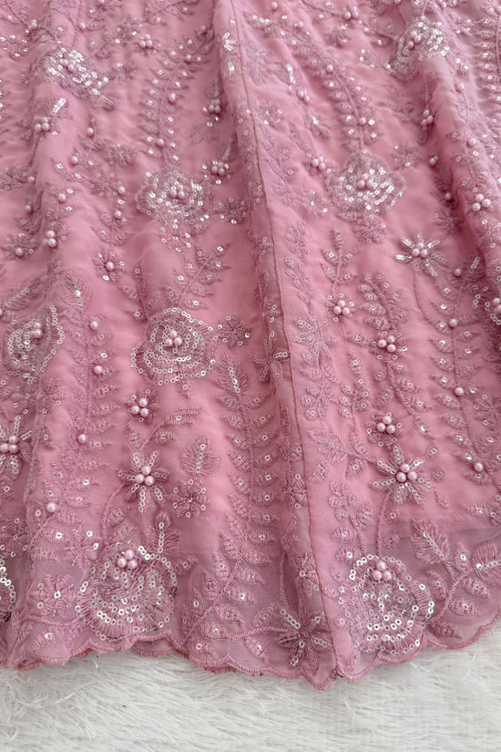 Blush Pink Embroidered Palazzo Set with Cape Dupatta