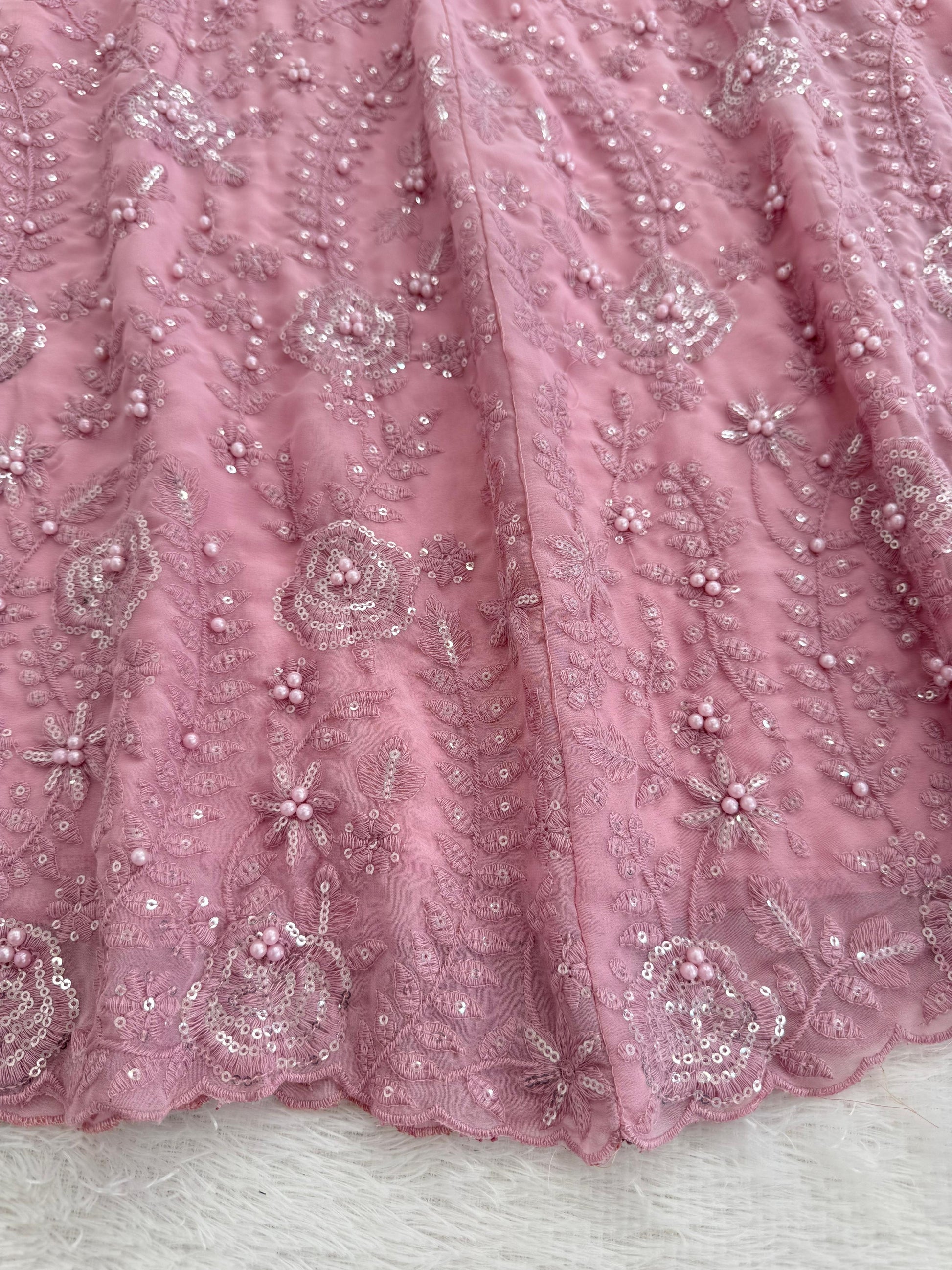 Blush Pink Embroidered Palazzo Set with Cape Dupatta