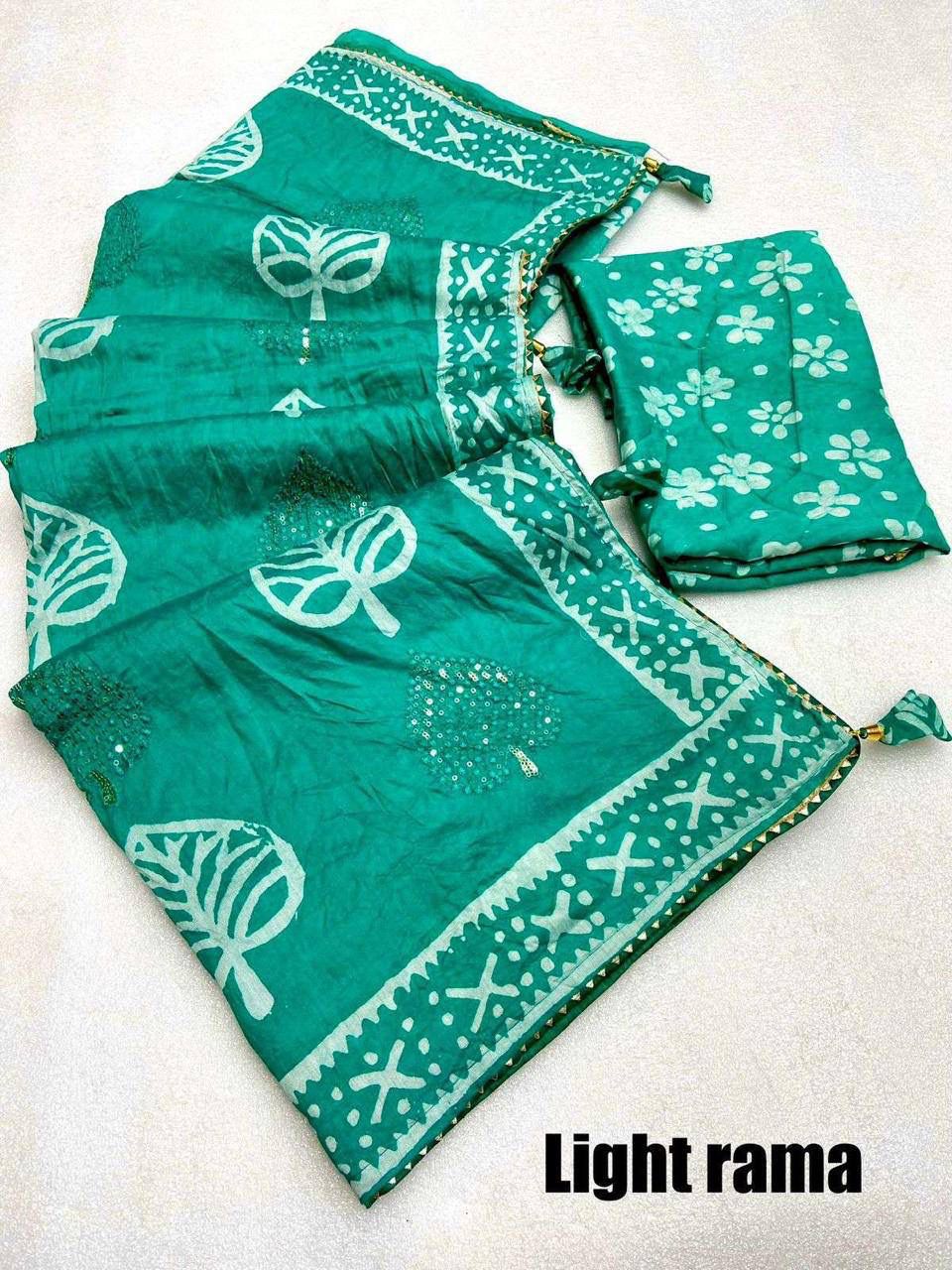 Batik print seqance star Party Wear Saree