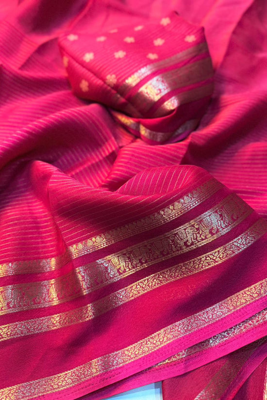 Elegant  Silk Saree with Golden Zari Border  Self Design and Premium Creap Silk