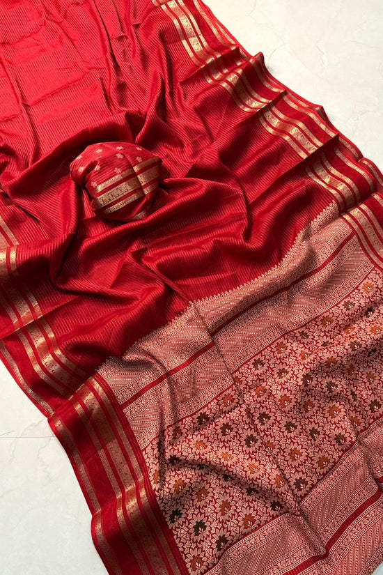 Elegant  Silk Saree with Golden Zari Border  Self Design and Premium Creap Silk