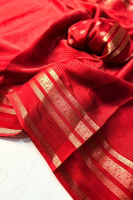 Elegant  Silk Saree with Golden Zari Border  Self Design and Premium Creap Silk