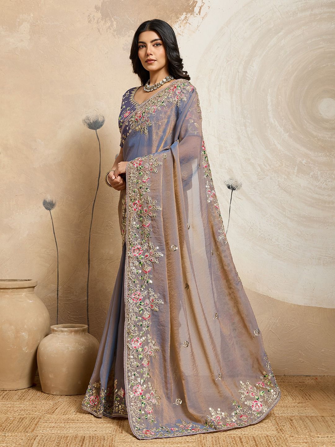 Wedding Special Party Wear Soft NxC Moss chiffon saree