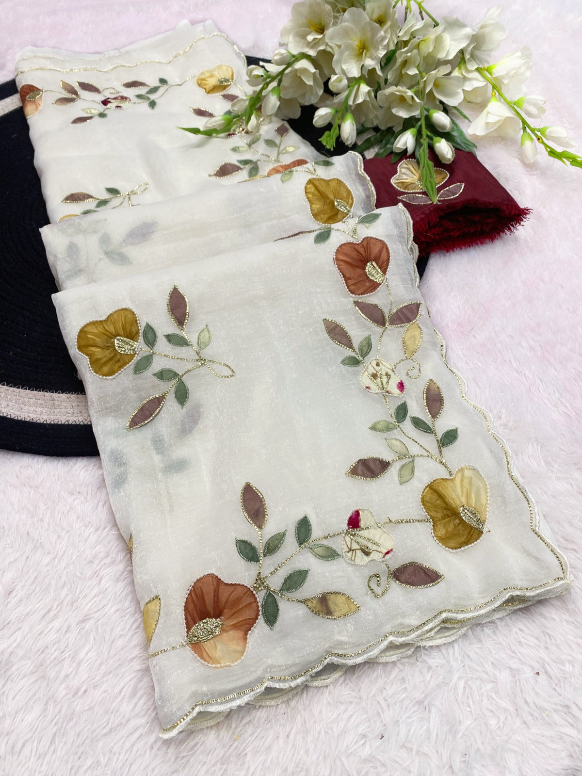 Star georgette with beautiful hand work saree