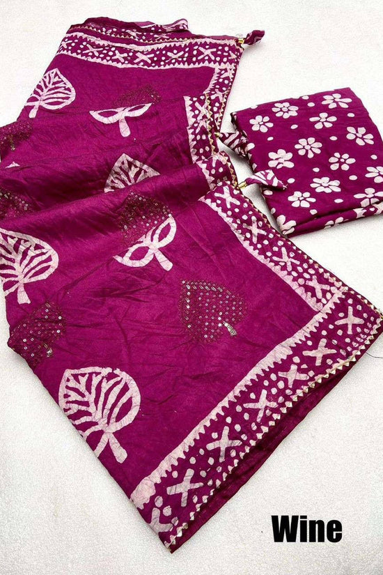 Batik print seqance star Party Wear Saree
