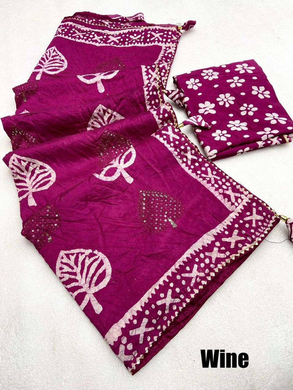 Batik print seqance star Party Wear Saree