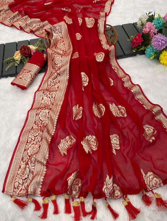 pure viscose georgette saree for women