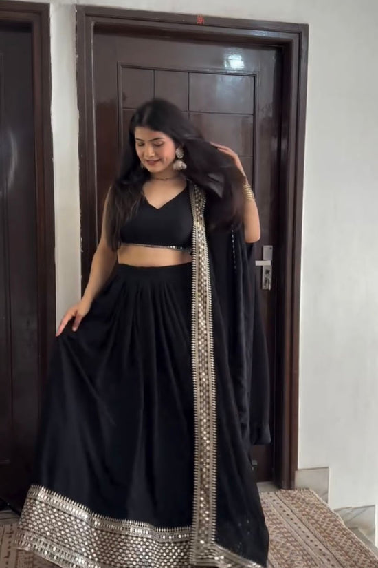 * Royal Black Traditional Lehenga with Dupatta