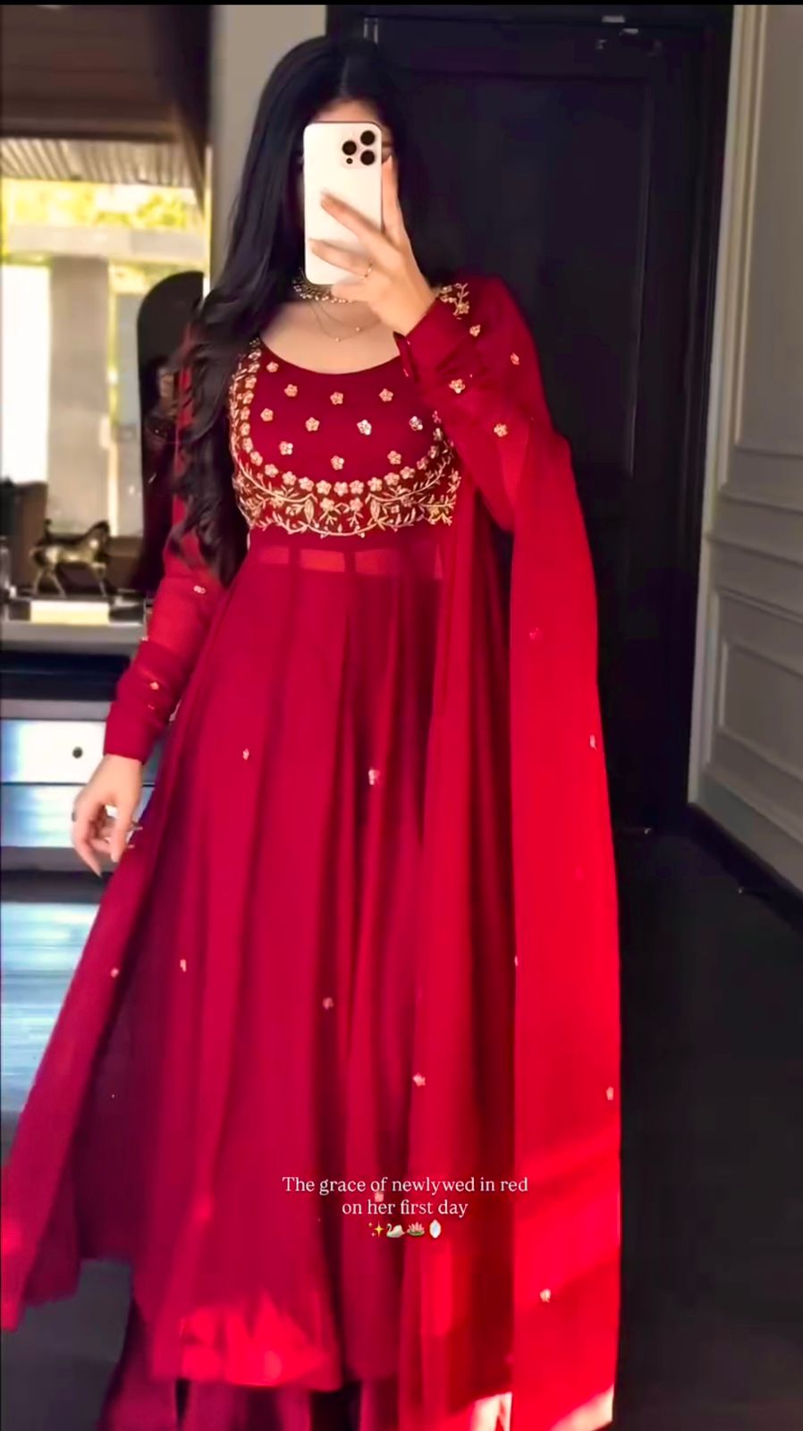 Designer Red Pari Gown With Pent Set – Elegant Ethnic Wear