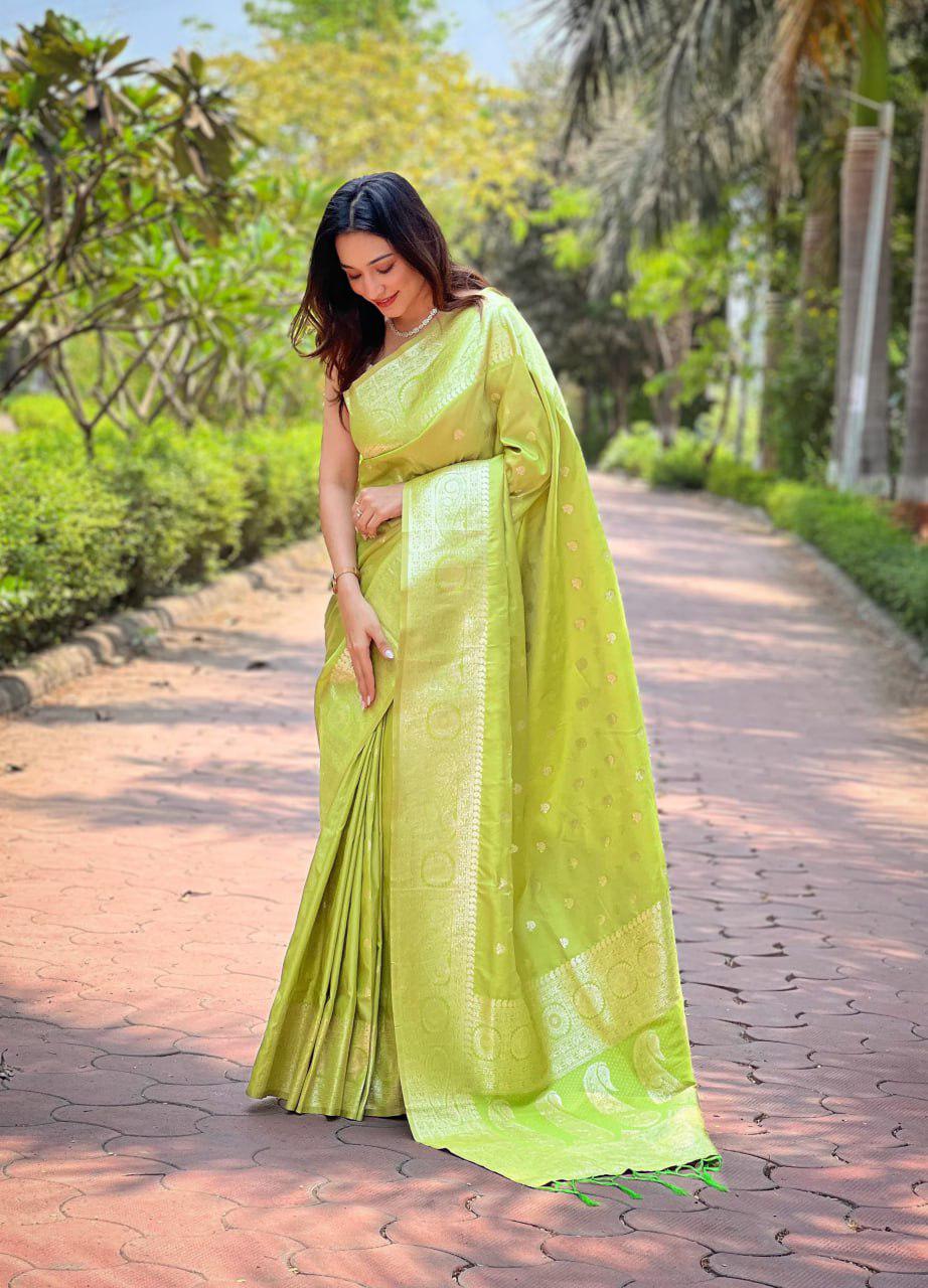 Elegant Banarasi Silk Saree with Rich Golden Zari Work