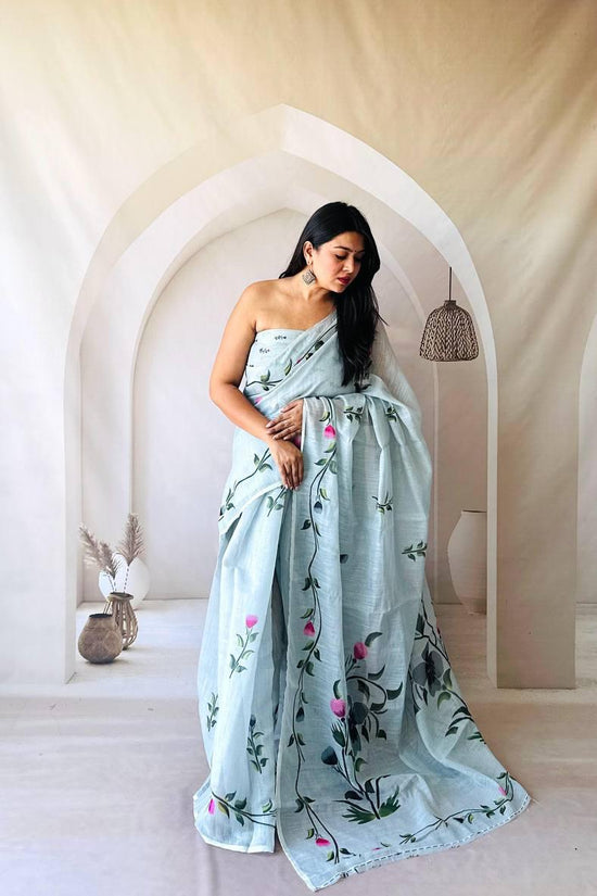 unique, stylish and chic Linen sarees.
