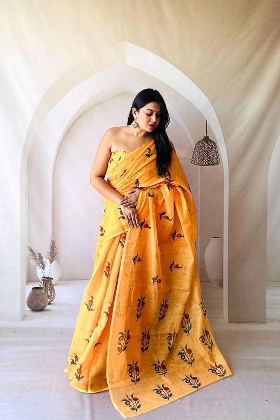unique, stylish and chic Linen sarees.