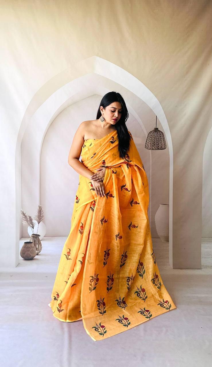 unique, stylish and chic Linen sarees.