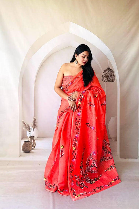 unique, stylish and chic Linen sarees.