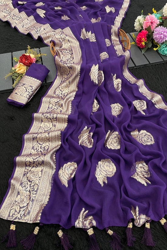 pure viscose georgette saree for women