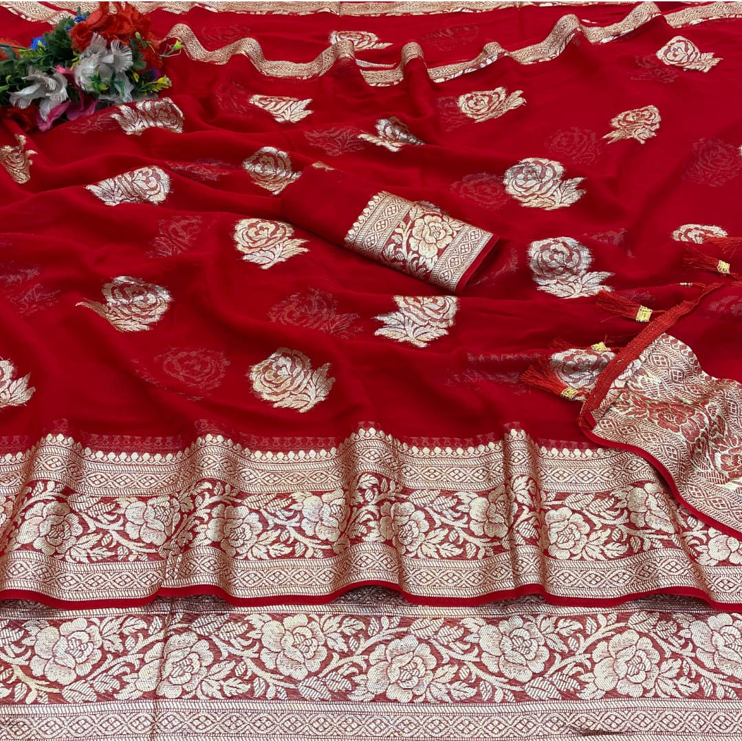 pure viscose georgette saree for women
