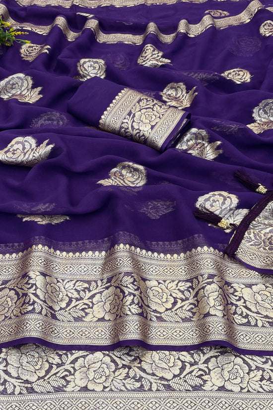 pure viscose georgette saree for women