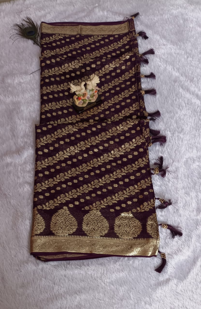 pure viscose georgette saree for women