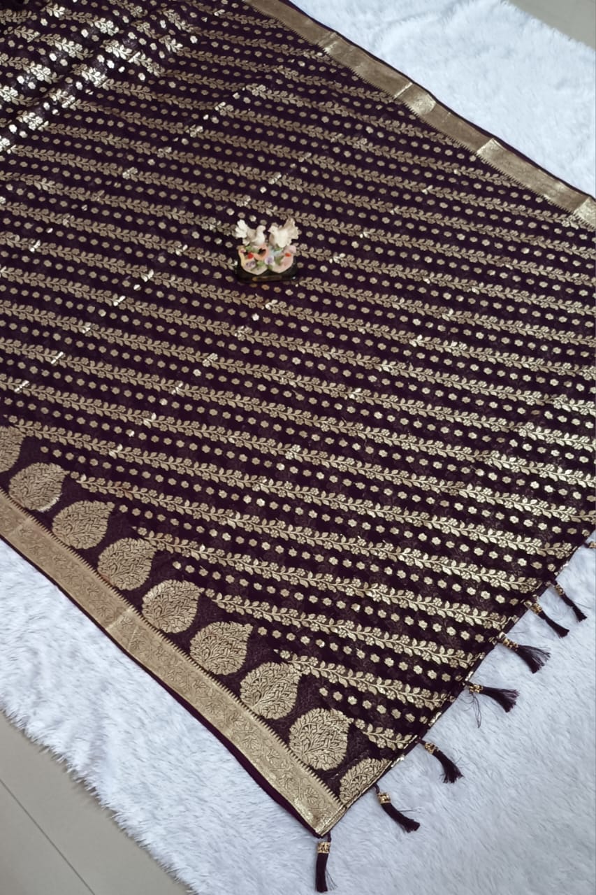pure viscose georgette saree for women