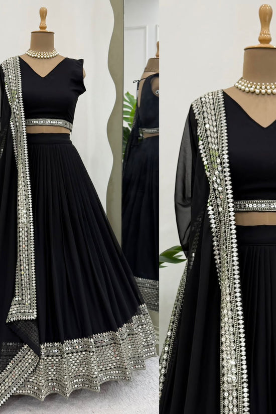 * Royal Black Traditional Lehenga with Dupatta