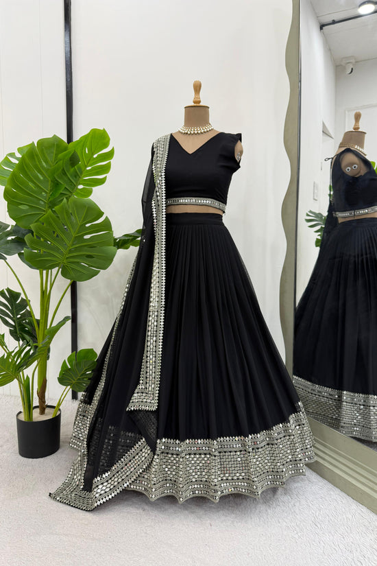 * Royal Black Traditional Lehenga with Dupatta