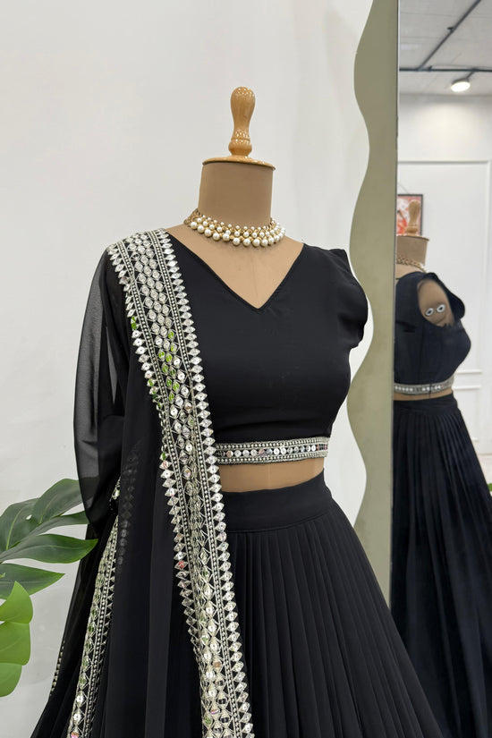 * Royal Black Traditional Lehenga with Dupatta