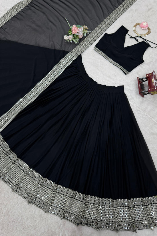 * Royal Black Traditional Lehenga with Dupatta